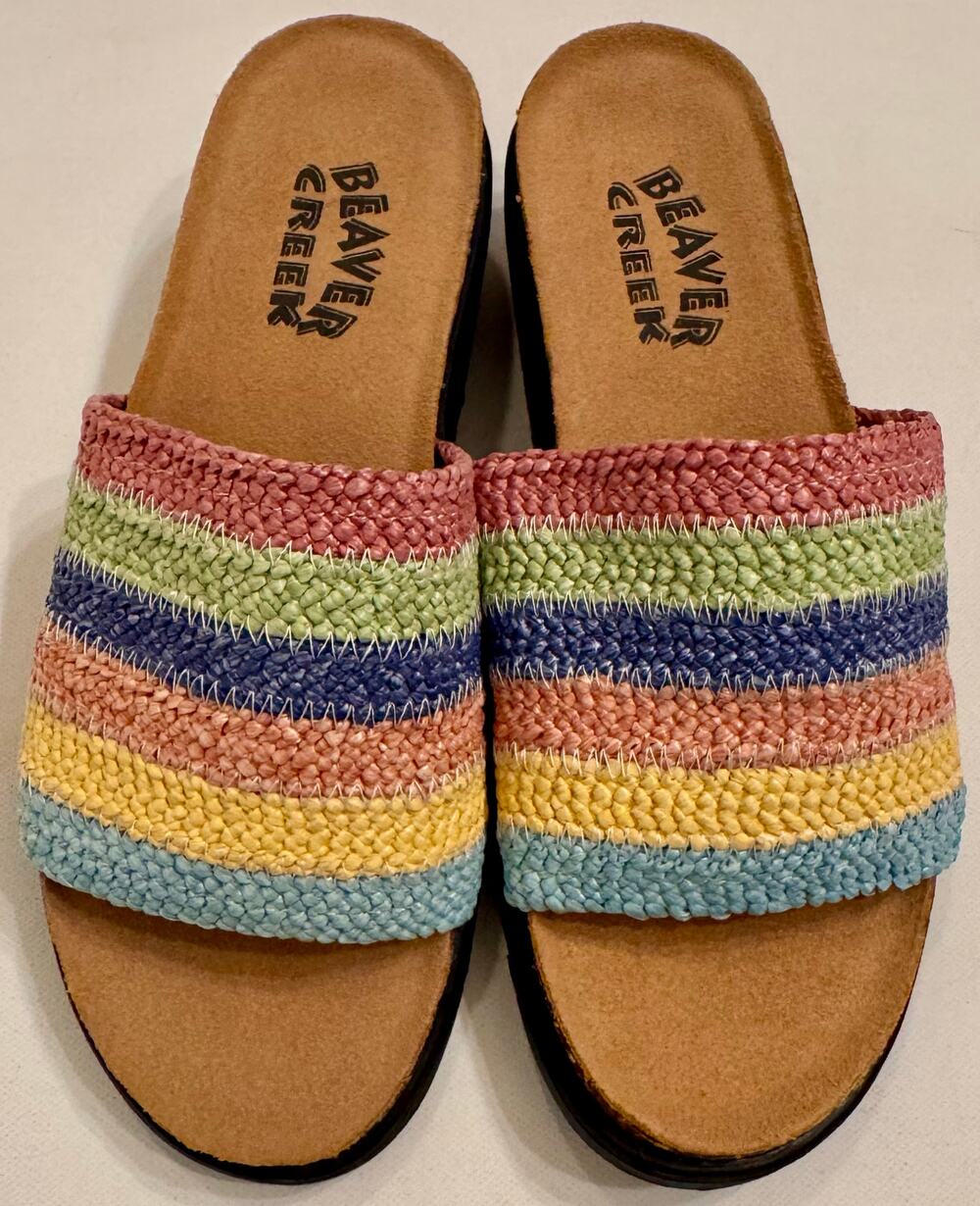 Beaver Creek Beth Colorful Woven Slide-On Sandal Size 6.5M Women
